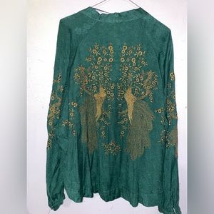 Emerald green peacock embroidered Zara Jacket